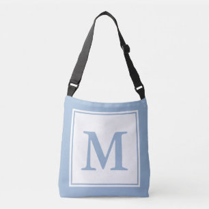 Einfache Vorlage für White und Baby Blue Monogram Tragetaschen Mit Langen Trägern