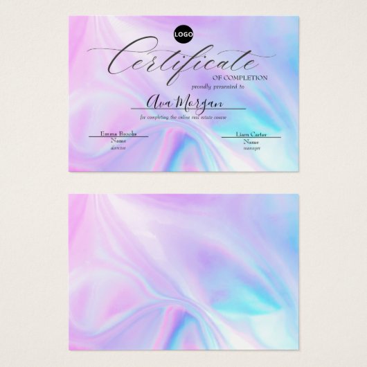 Einfache Vorlage für Zertifikate - Holografischer  (Vorne & Hinten)