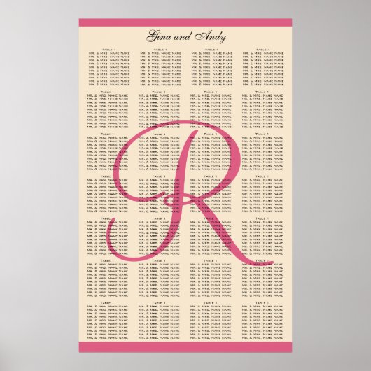 Einfache Vorlage Hochzeitssitzplan 280 Gäste Poster (Vorne)