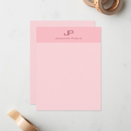 Einfache Vorlage mit Mit Monogramm Rosa (Vorderseite/Rückseite Beispiel)