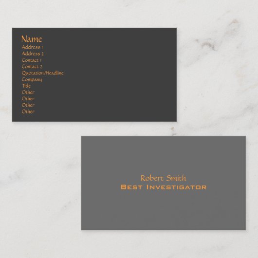 Einfache Vorlage, schlichte Grafitfarben + Graufar Visitenkarte (Vorne/Hinten)