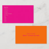 Einfache Vorlage, schlichtes heißes Rosa + Mandari Visitenkarte (Vorne/Hinten)