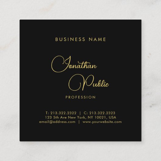 Einfache Vorlage zum Handeschreiben von Skriptname Quadratische Visitenkarte (Rückseite)