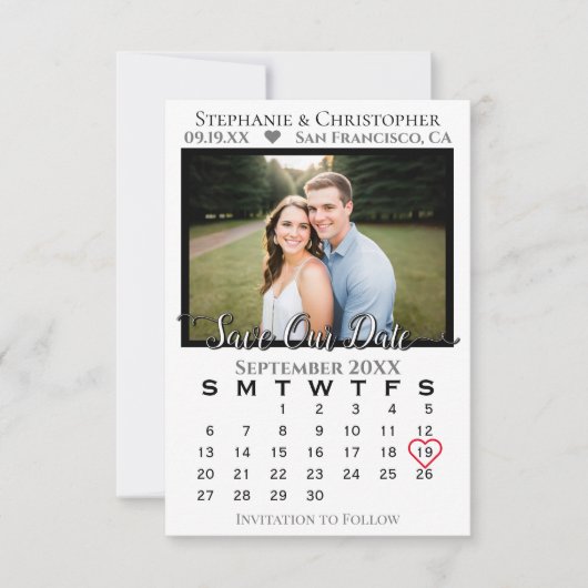 Einfache Vorlesung & stilvolle Hochzeit & Foto Save The Date (Vorderseite)