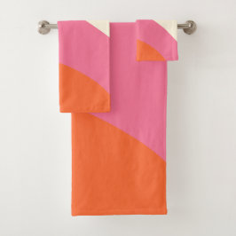 Einfache Waagen - Rosa, Orange und Creme Badhandtuch Set