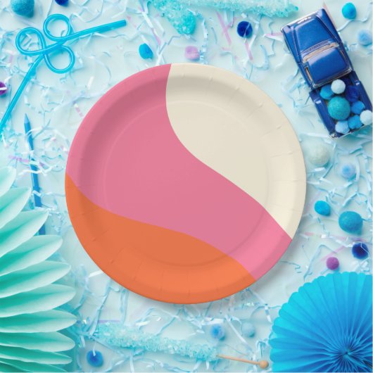 Einfache Waagen - Rosa, Orange und Creme Pappteller (Party)