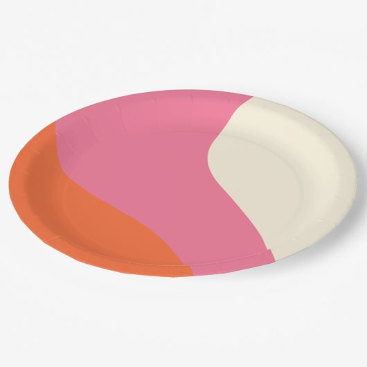 Einfache Waagen - Rosa, Orange und Creme Pappteller (Schrägansicht)