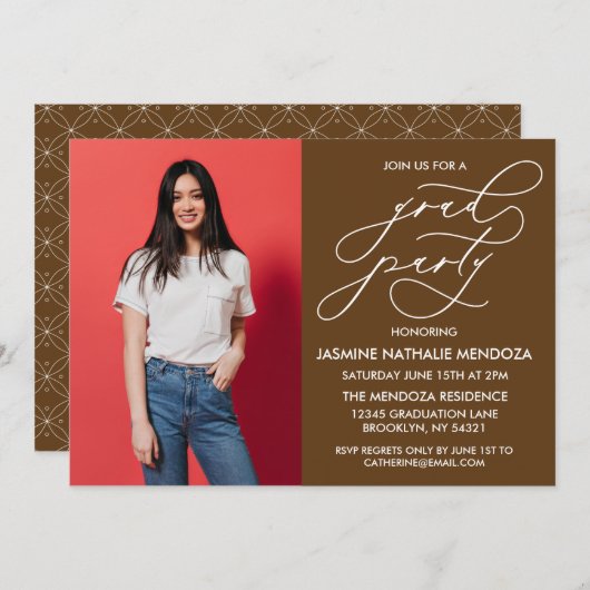 EINFACHE WÄHRUNGSKALLIGRAPHISCHE ABSCHLUSS-EINLADU EINLADUNG (Vorne/Hinten)