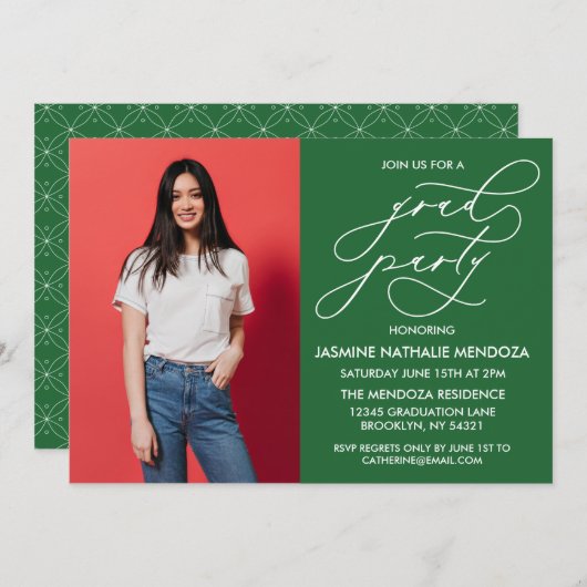 EINFACHE WÄHRUNGSKALLIGRAPHISCHE ABSCHLUSS-EINLADU EINLADUNG (Vorne/Hinten)