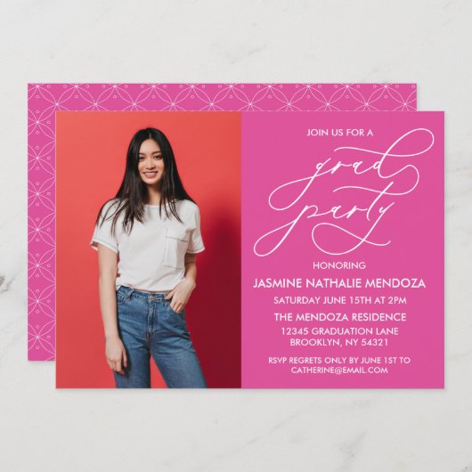 EINFACHE WÄHRUNGSKALLIGRAPHISCHE ABSCHLUSS-EINLADU EINLADUNG (Vorne/Hinten)