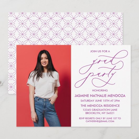 EINFACHE WÄHRUNGSKALLIGRAPHISCHE ABSCHLUSS-EINLADU EINLADUNG (Vorne/Hinten)