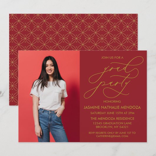 EINFACHE WÄHRUNGSKALLIGRAPHISCHE ABSCHLUSS-EINLADU EINLADUNG (Vorne/Hinten)