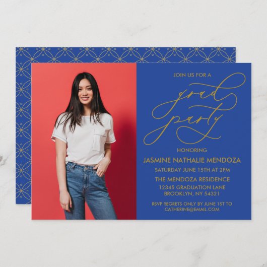 EINFACHE WÄHRUNGSKALLIGRAPHISCHE ABSCHLUSS-EINLADU EINLADUNG (Vorne/Hinten)