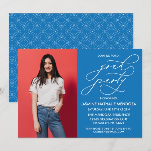 EINFACHE WÄHRUNGSKALLIGRAPHISCHE ABSCHLUSS-EINLADU EINLADUNG (Vorne/Hinten)