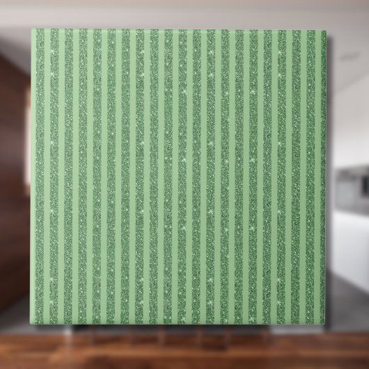 Einfache Waldgrüne Glitter-Style Vertikalstreifen Fliese