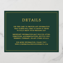 Einfache waldgrüne Hochzeitsfolie Folie Einladungspostkarte