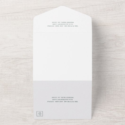 Einfache Waldgrüne Monogram Elegant Hochzeit All In One Einladung (Außenbereich)