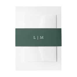 Einfache Waldgrüne Monogram Elegant Hochzeit Einladungsbanderole