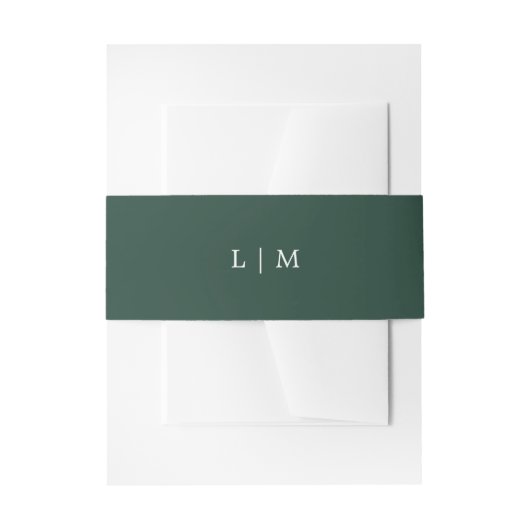 Einfache Waldgrüne Monogram Elegant Hochzeit Einladungsbanderole (Vorderseite Beispiel)