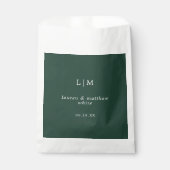 Einfache Waldgrüne Monogram Elegant Hochzeit Geschenktütchen (Vorderseite)