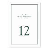 Einfache Waldgrüne Monogram Elegant Hochzeit Tischnummer (Rückseite)