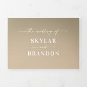 Einfache waldgrüne und gelbe goldene Ombre Hochzei Dreifach Gefaltete Einladung (Cover)