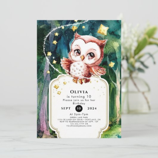 Einfache Waldhühner Geburtstag Einladung (Stehend Vorderseite)