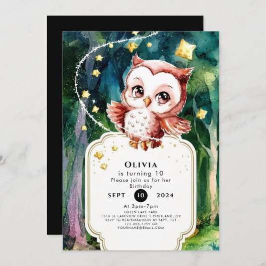 Einfache Waldhühner Geburtstag Einladung (Vorne/Hinten)