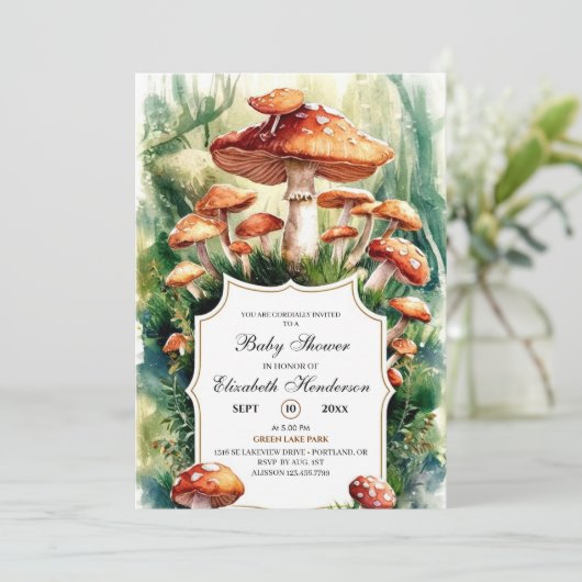 Einfache Waldmäschendusche Einladung (Stehend Vorderseite)