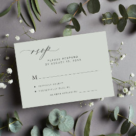 Einfache Waldschlucht-grüne Hochzeit RSVP-Karte Einladung