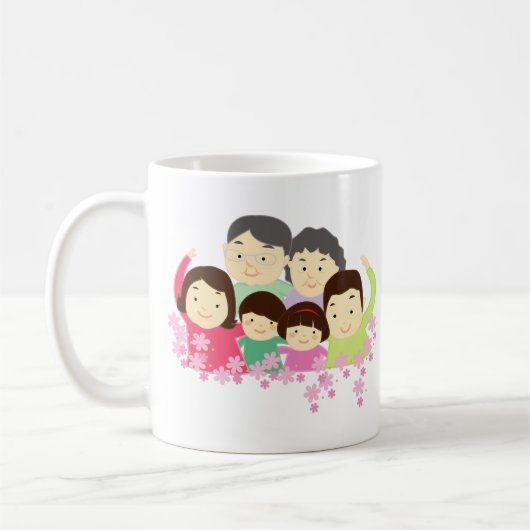 Einfache Wärme Charme Sweet Big Family Pink Weiß Kaffeetasse (Links)