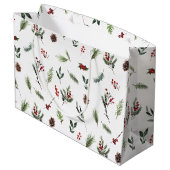 Einfache warme Rot Winter Wasserfarbe Weihnachten Große Geschenktüte (Rückseite Schrägansicht)