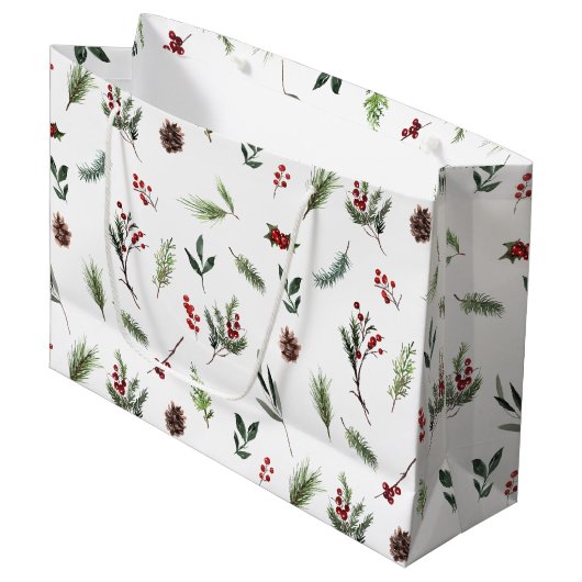 Einfache warme Rot Winter Wasserfarbe Weihnachten Große Geschenktüte (Vorderseite Schrägansicht)