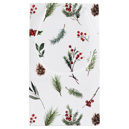 Einfache warme Rot Winter Wasserfarbe Weihnachten Kleine Geschenktüte (Rückseite)