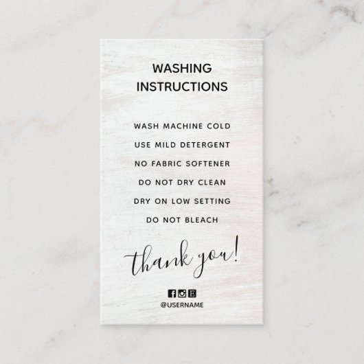Einfache Waschanleitung Holz Visitenkarte (Vorderseite)