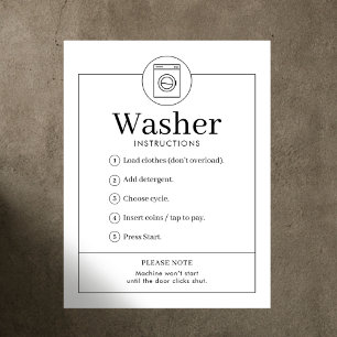 Einfache Waschanleitung Laundromat-Wandposter Poster