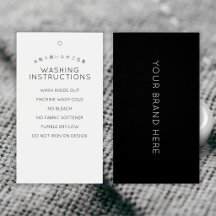 Einfache Waschanleitungsetikette in Schwarz und We