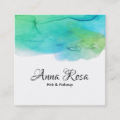 *~* Einfache Wasserfarbe Abstrakt Aqua Blue Modern Quadratische Visitenkarte (Vorderseite)