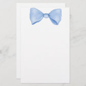 Einfache Wasserfarbe Baby Blue Bow Briefpapier (Vorne/Hinten)