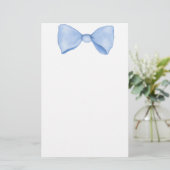 Einfache Wasserfarbe Baby Blue Bow Briefpapier (Stehend Vorderseite)