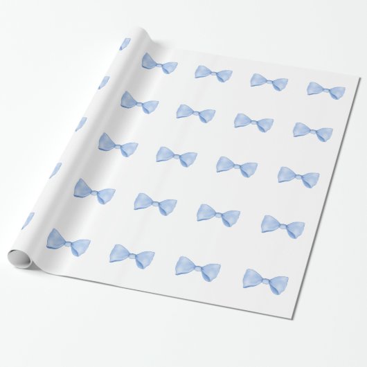 Einfache Wasserfarbe Baby Blue Bow Geschenkpapier (Ungerollt)