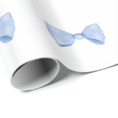 Einfache Wasserfarbe Baby Blue Bow Geschenkpapier (Rolleneckpunkt)