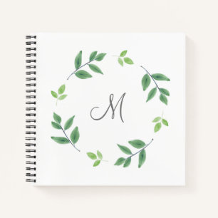 Einfache Wasserfarbe Blätter Kranz Notizblock