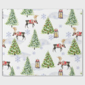 Einfache Wasserfarbe Boho-Weihnachts-Rentier-Baum Geschenkpapier (Flach)