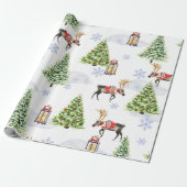 Einfache Wasserfarbe Boho-Weihnachts-Rentier-Baum Geschenkpapier (Ungerollt)