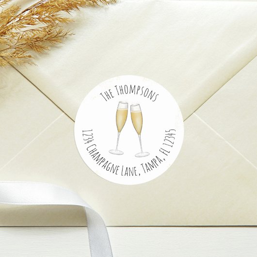 Einfache Wasserfarbe Champagner Rücksendeadresse N Runder Aufkleber