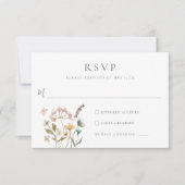 Einfache Wasserfarbe Delikate gepresste Blume Hoch RSVP Karte (Vorderseite)