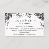 *~ Einfache Wasserfarbe Elegante schwarze Blume Visitenkarte (Rückseite)