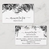 *~ Einfache Wasserfarbe Elegante schwarze Blume Visitenkarte (Vorne/Hinten)