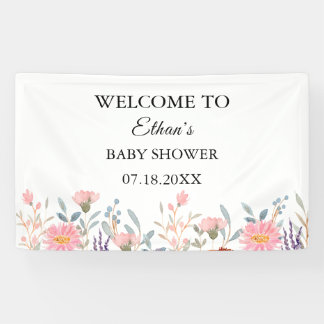 Einfache Wasserfarbe Florale Garten-Baby-Party Banner